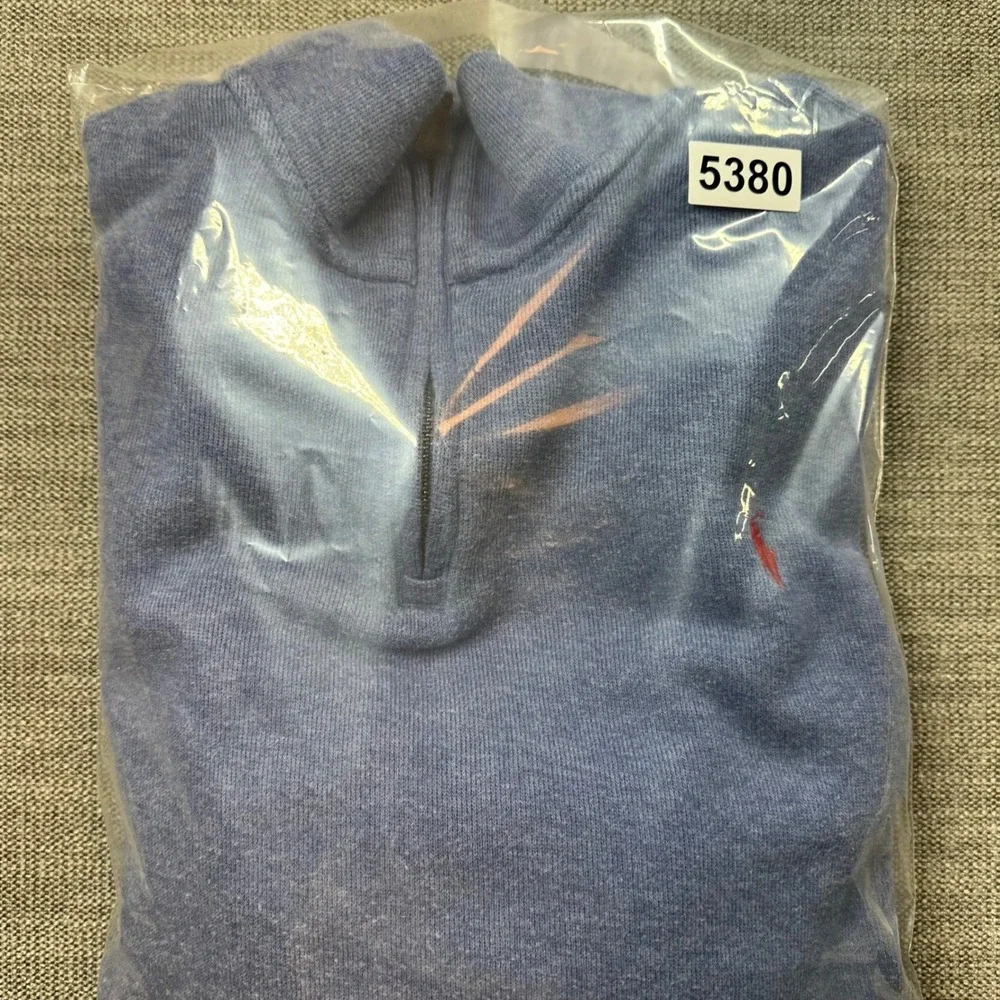 Polo Ralph Lauren Estate Rib Pullover Mens XL Blue  Quarter Zip Heathered